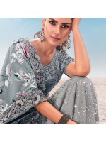 Aesthetic Grey Imported Fabric Party Wear Saree